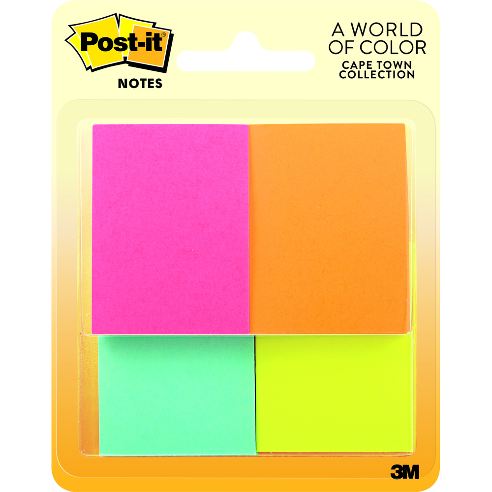Post-it Sticky Notes Asst 1.5x2in 4Pk BP 50Sht/Capetown