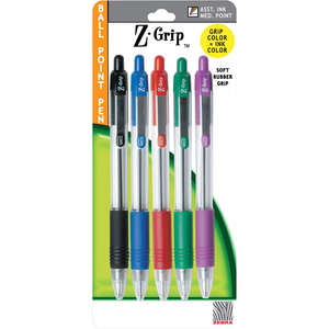 Z-Grip Plus Retractable Ballpoint Pen 1.0mm Asst 5pk