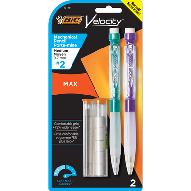 BIC Velocity MAX Mechanical Pencil Asst .7mm 2Pk