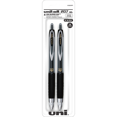 Uni-ball Signo 207 Retractable Gel Pen Black .5mm 2Pk