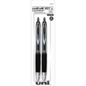 Uni-ball Signo 207 Retractable Gel Pen Black .5mm 2Pk