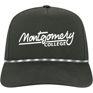 5-Panel Adjustable Hat | Black w/Black White Rope