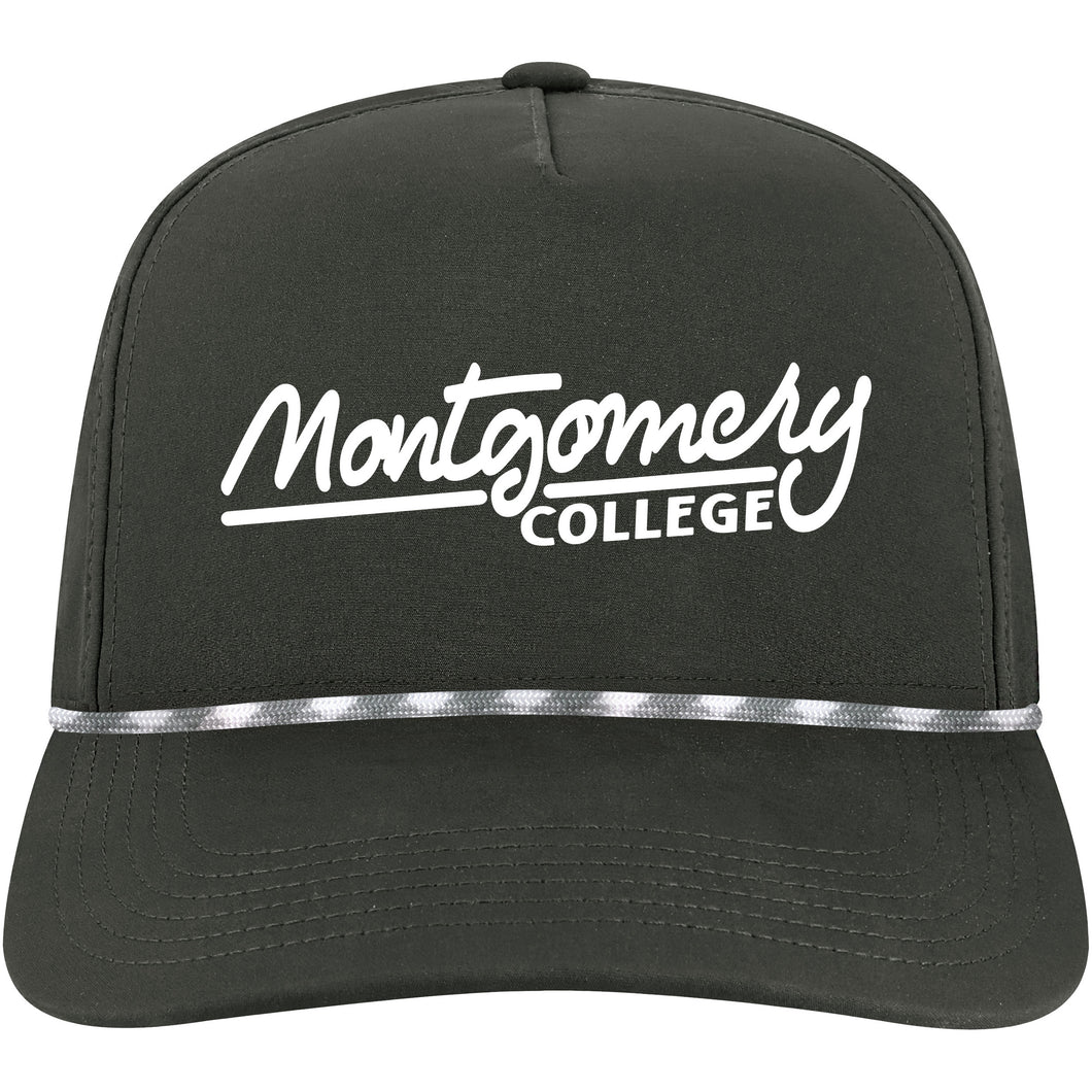 5-Panel Adjustable Hat | Black w/Black White Rope