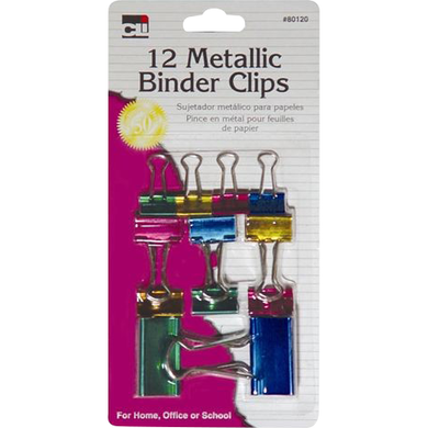 Charles Leonard Binder Clips Asst Asst 12Pk BP Metallic