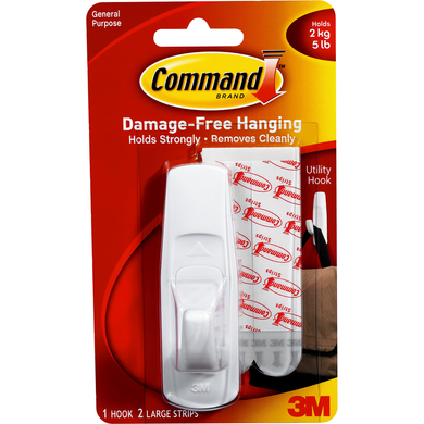 Command Adhesive Designer Hook White Large 1Pk BP Utility