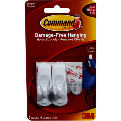 Command Adhesive Designer Hook White Small 2Pk BP Utility
