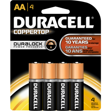 Duracell Coppertop Alkaline Batteries AA 4Pk BP