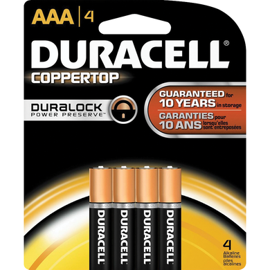 Duracell Coppertop Alkaline Batteries AAA 4Pk BP