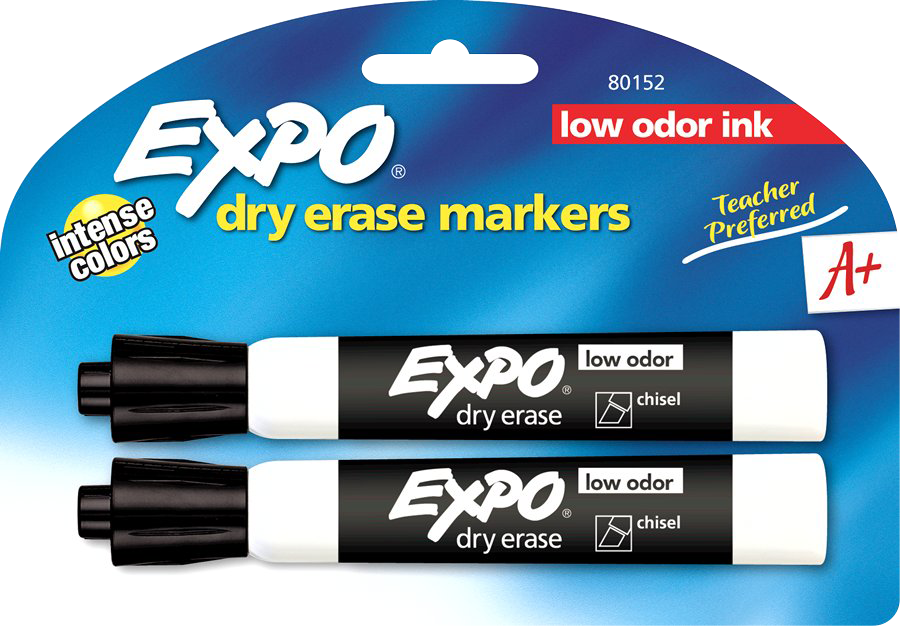 Expo Low Odor Dry Erase Marker Black Chisel 2Pk BP