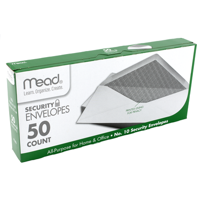 Mead Security Envelope White #10 50Ct Box