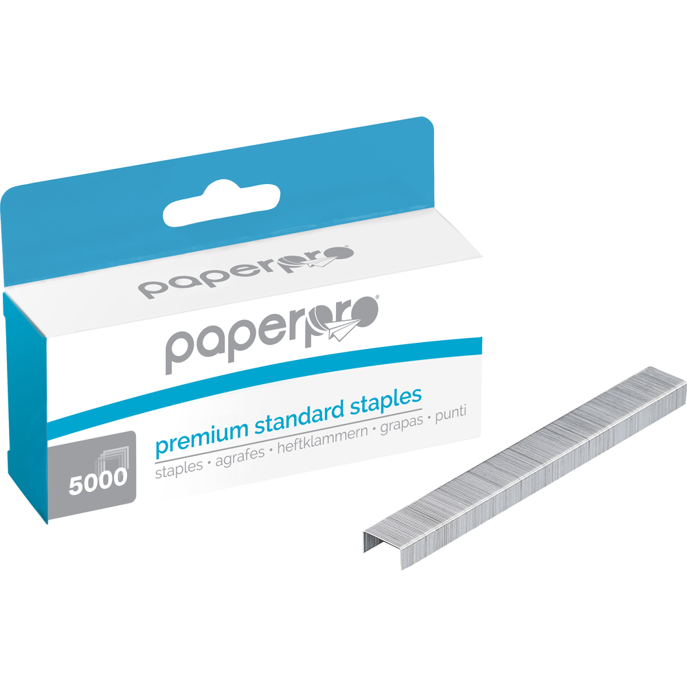 PaperPro Premium Standard Staples Silver Standard 5000 Ct Box