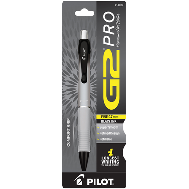 Pilot G2 Pro Retractable Gel Pen Silver .7mm 1Pk BP Black Ink