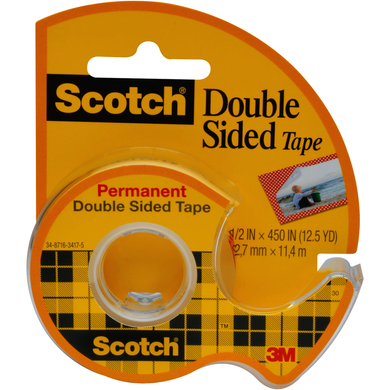 Scotch Double Sided Tape Clear .5x450in 1Pk BP Permanent