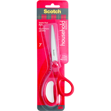 Scotch Home and Office Scissors Red 7in 1Pk BP Straight