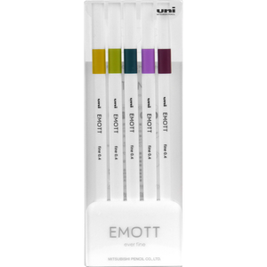 uni-ball EMOTT Ever Fine Line Marker Pen - Asst 0.4mm 5Pk BP Retro