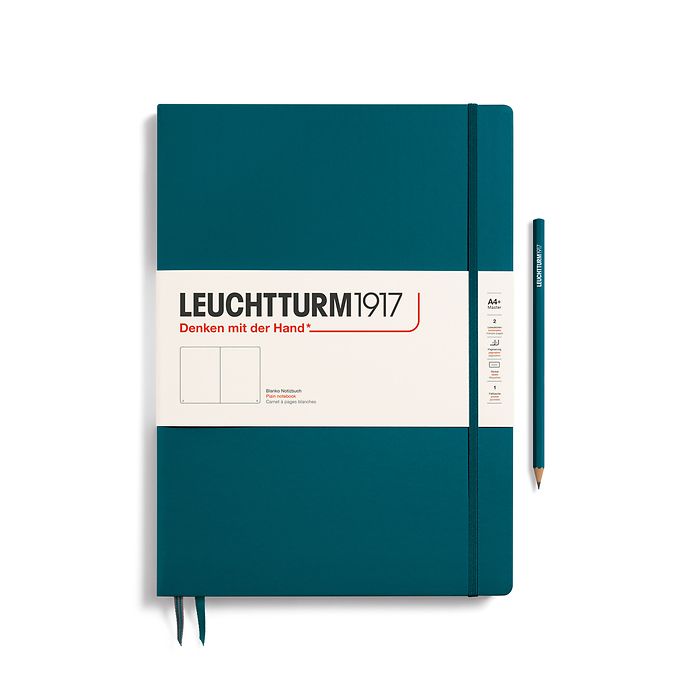 Hardcover Notebook Plain A4, Pacific Green