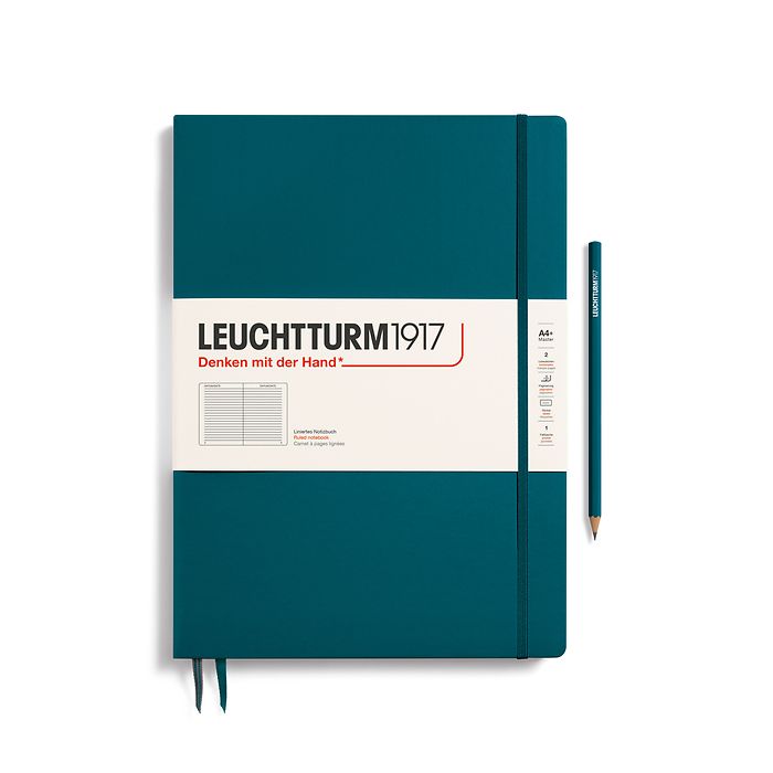 Hardcover Notebook Ruled A4, Pacific Green